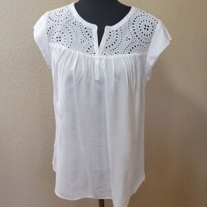 Daniel Rainn‎ White Eyelet Blouse XXL